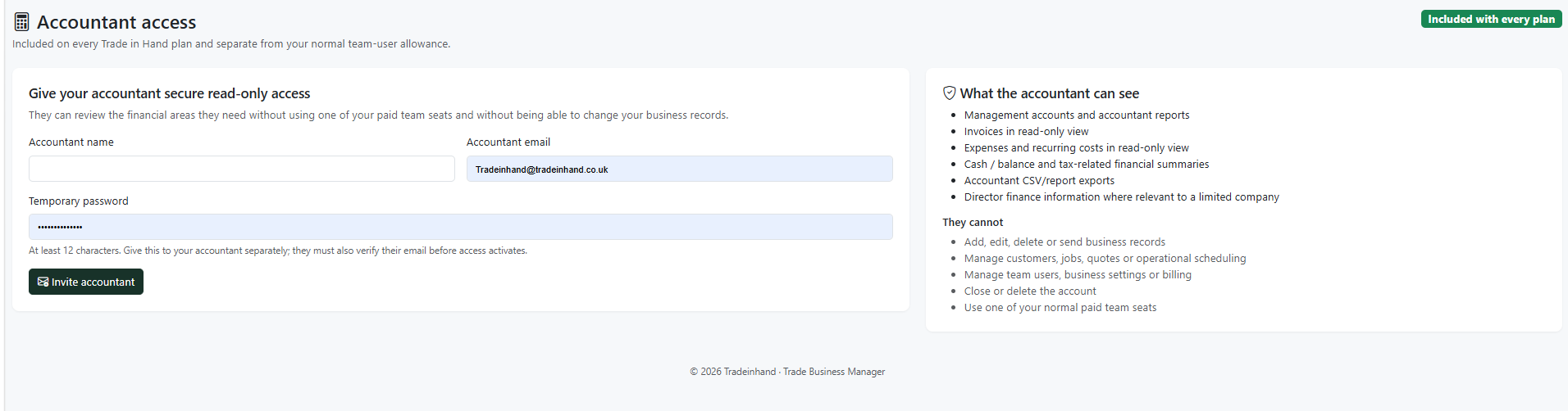 Quote2Done Accountant Access feature