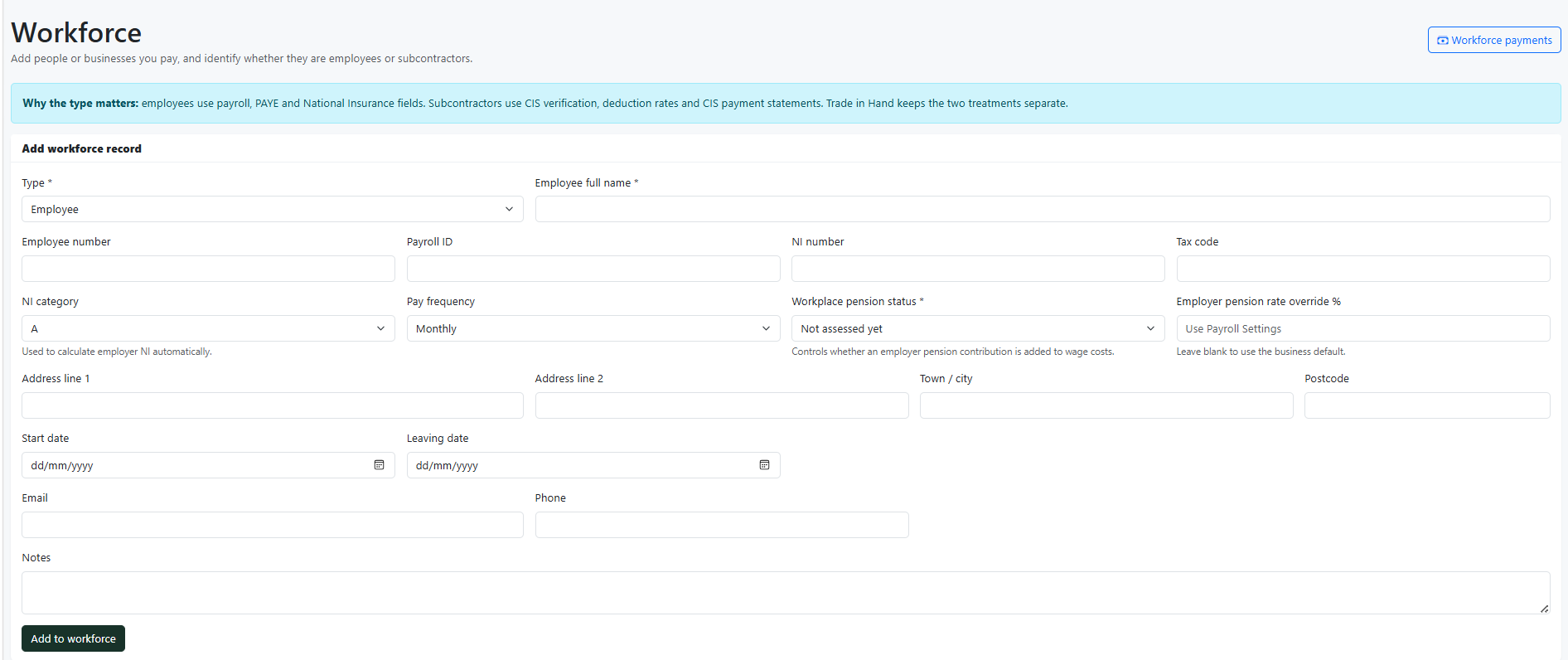 Quote2Done workforce screen